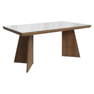 Mesa de Jantar 5389 6 Lugares Retangular Vidro Rustic Branco Madesa
