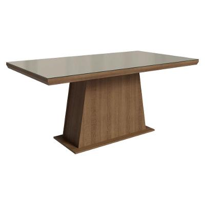 Mesa de Jantar 5364K92MOVI 6 Lugares Retangular Tampo com Vidro MDF Rustic Crema Madesa 160CM