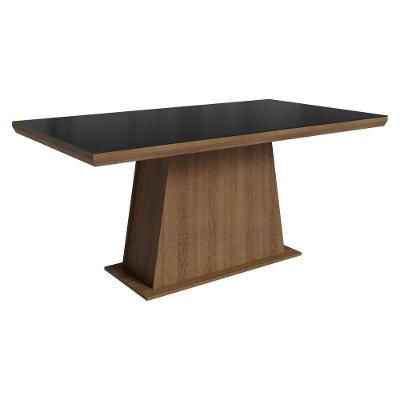 Mesa de Jantar 5364C12MOVI 6 Lugares Retangular MDF com Vidro Rustic Preto Madesa 160CM