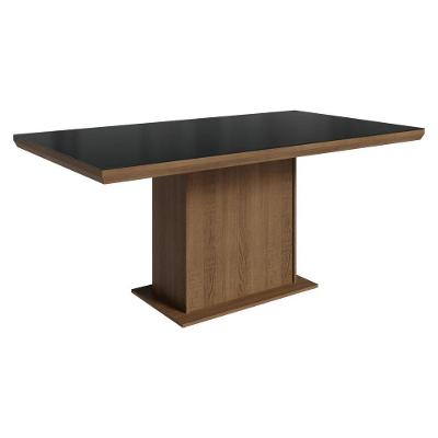 Mesa de Jantar 5275 6 Lugares Retangular Vidro Rustic Preto Madesa 160CM