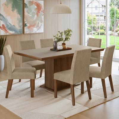 Conjunto Sala de Jantar Grasse 6 Lugares Tampo MDP Marrom 160CM Madesa