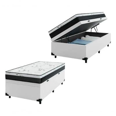 Cama Box com Baú Solteiro Espuma Macia Acoplada 10cm Branco 88CM