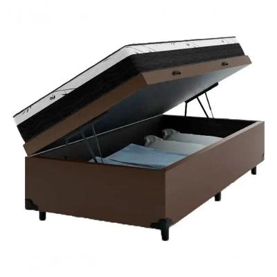 Cama Box com Baú Solteiro Espuma Macia Acoplada 10cm Marrom 88CM