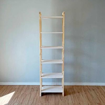 Estante Linea Slim 6 Prateleiras Madeira Pinus 53CM Branco e Natural Artfactory Design