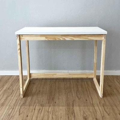 Mesa de Escritório Linea Moderno sem Gavetas Madeira Pinus 96CM Branco e Natural Artfactory Design