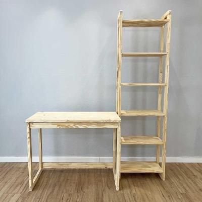 Home Office Escrivaninha e Estante Linea Slim Moderno sem Gavetas Madeira Pinus 96CM Natural