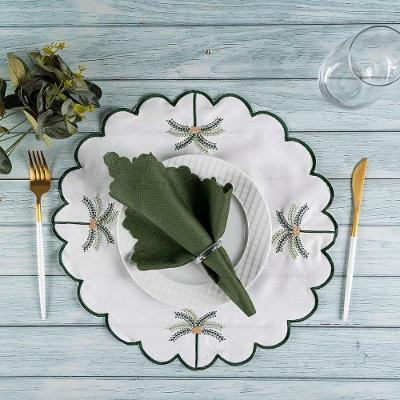 Jogo Americano Simples 12 Peças em Poliéster com Design Tropical para Mesa Decorativa Branco Clara