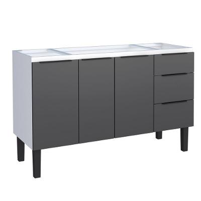 Gabinete Júpiter sem Porta 3 Gavetas Aço 134CM Preto Cozimax
