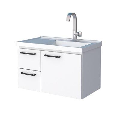 Gabinete para Banheiro Romã Bancada Montado 2 Gavetas Aço 62CM Branco Cozimax