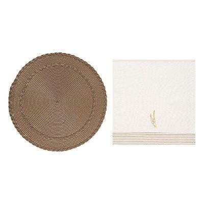 Kit Mesa Posta 4 Lugares Trance Semente com Jogo Americano e Guardanapo para Jantar Copa & Cia