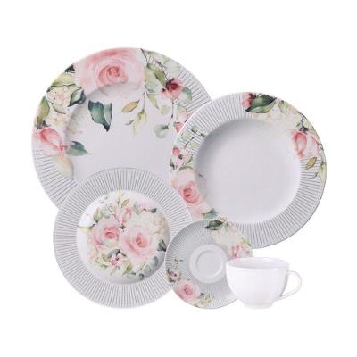 Aparelho de Jantar Ornatta 20 Peças Porcelana Decorada Estampado Floral para Uso Diário Tramontina