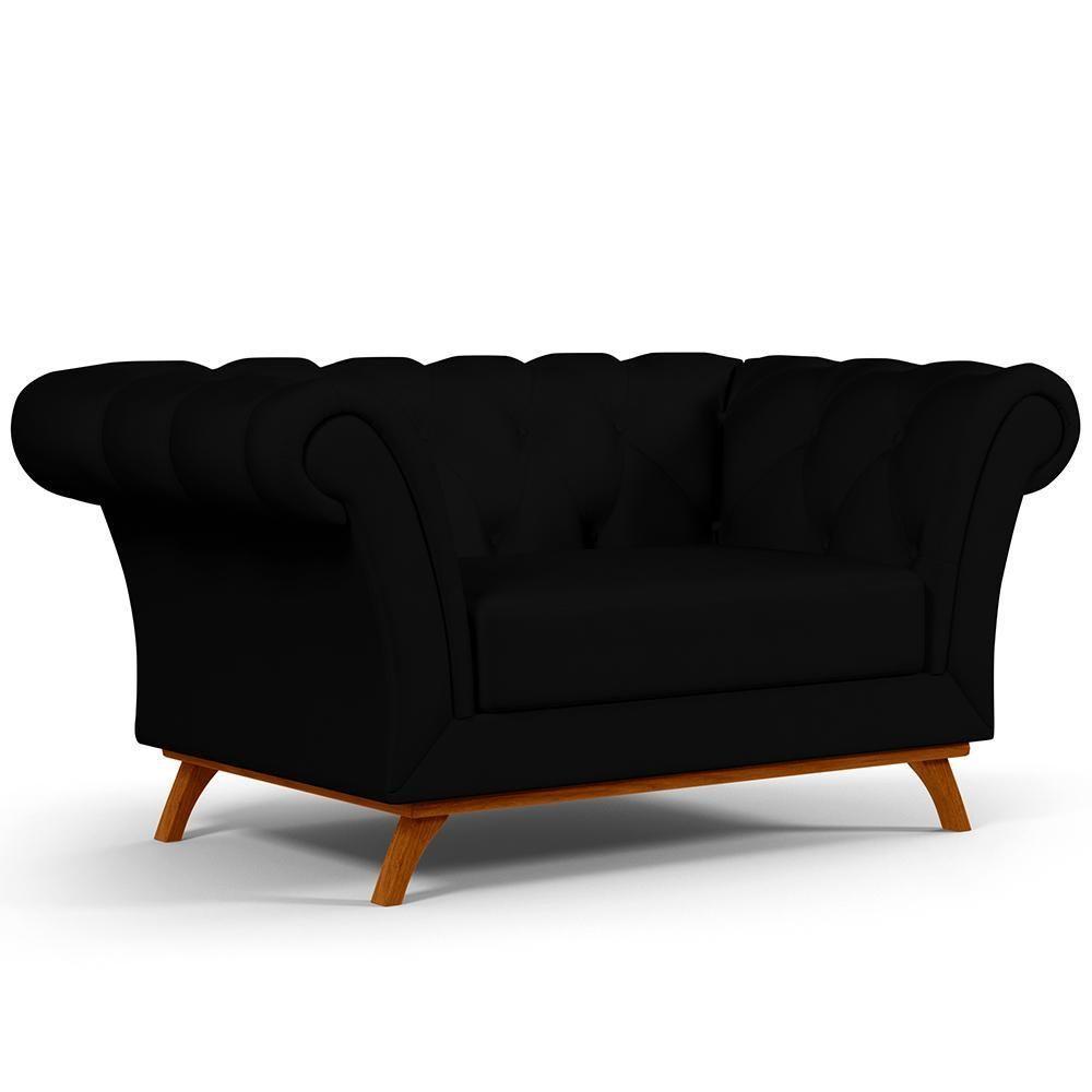 Sofá 2 Lugares Império 150 Cm Veludo Preto C-300 - 1