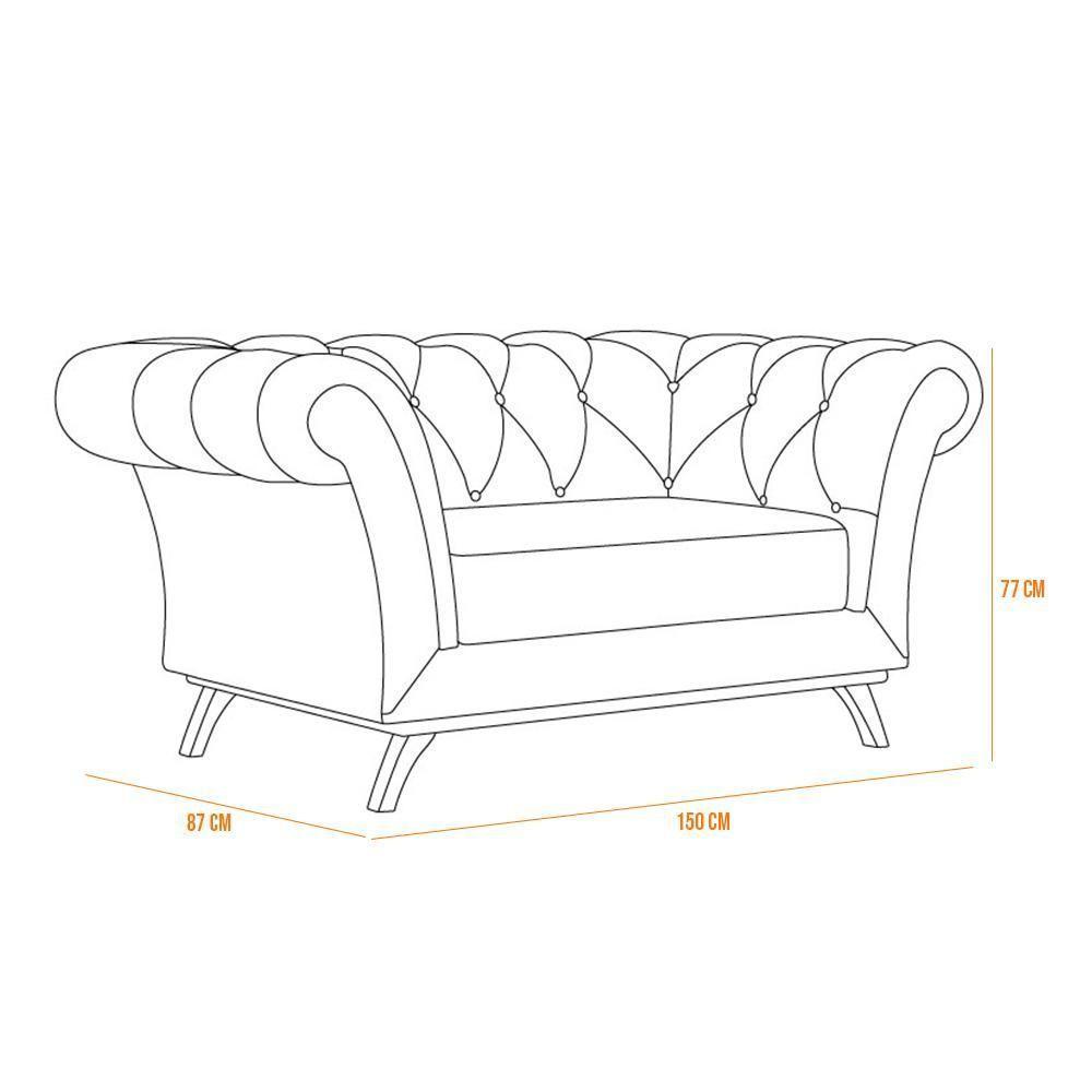 Sofá 2 Lugares Império 150 Cm Veludo Preto C-300 - 4