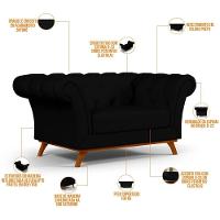 Sofá 2 Lugares Império 150 Cm Veludo Preto C-300 - 9