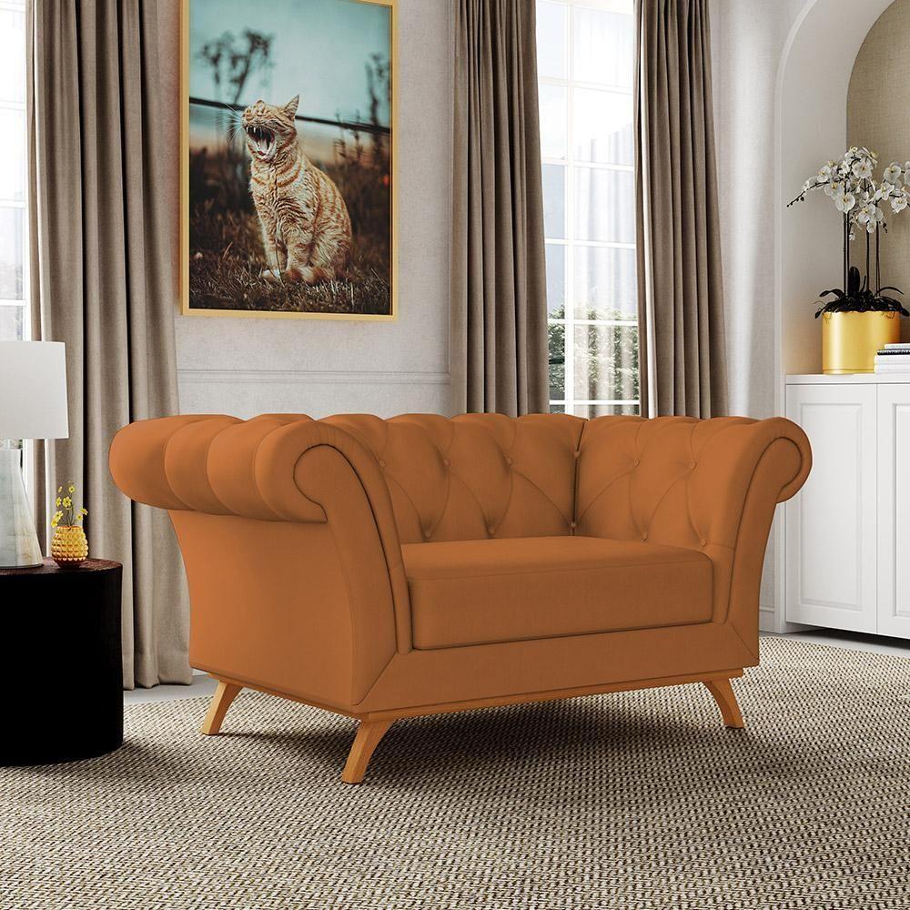 Sofá 2 Lugares Império 150 Cm Veludo Telha C-262 - 7