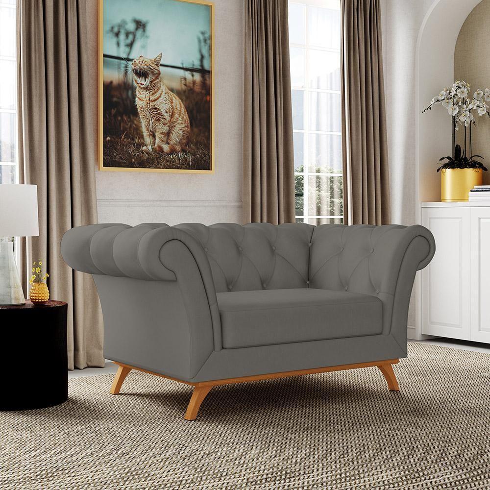 Sofá 2 Lugares Império 150 Cm Veludo Cinza C-317 - 5