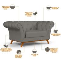 Sofá 2 Lugares Império 150 Cm Veludo Cinza C-317 - 3