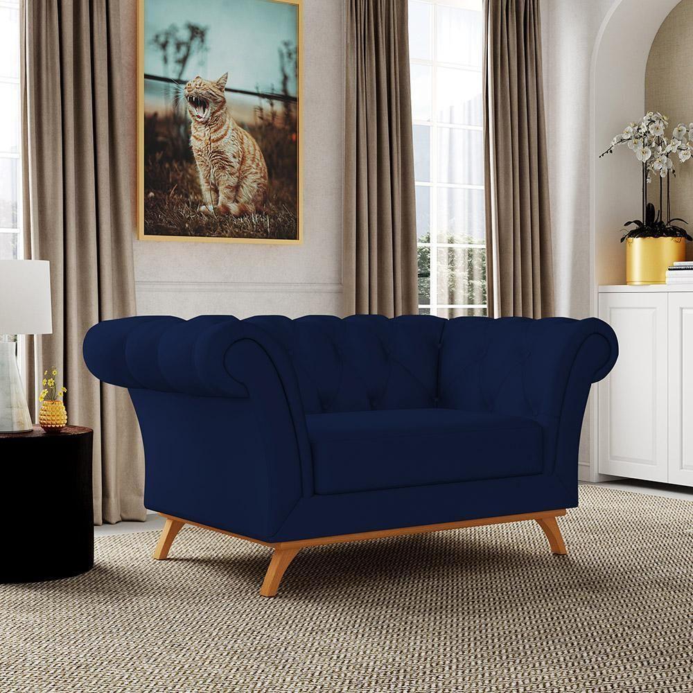 Sofá 2 Lugares Império 150 Cm Veludo Azul Marinho C-287 - 7