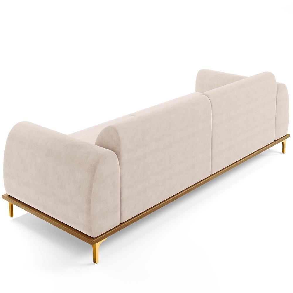 Sofá 03 Lugares Kiev 210 Cm Veludo Bege C-309 - 2