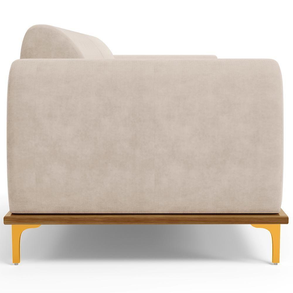 Sofá 03 Lugares Kiev 210 Cm Veludo Bege C-309 - 3