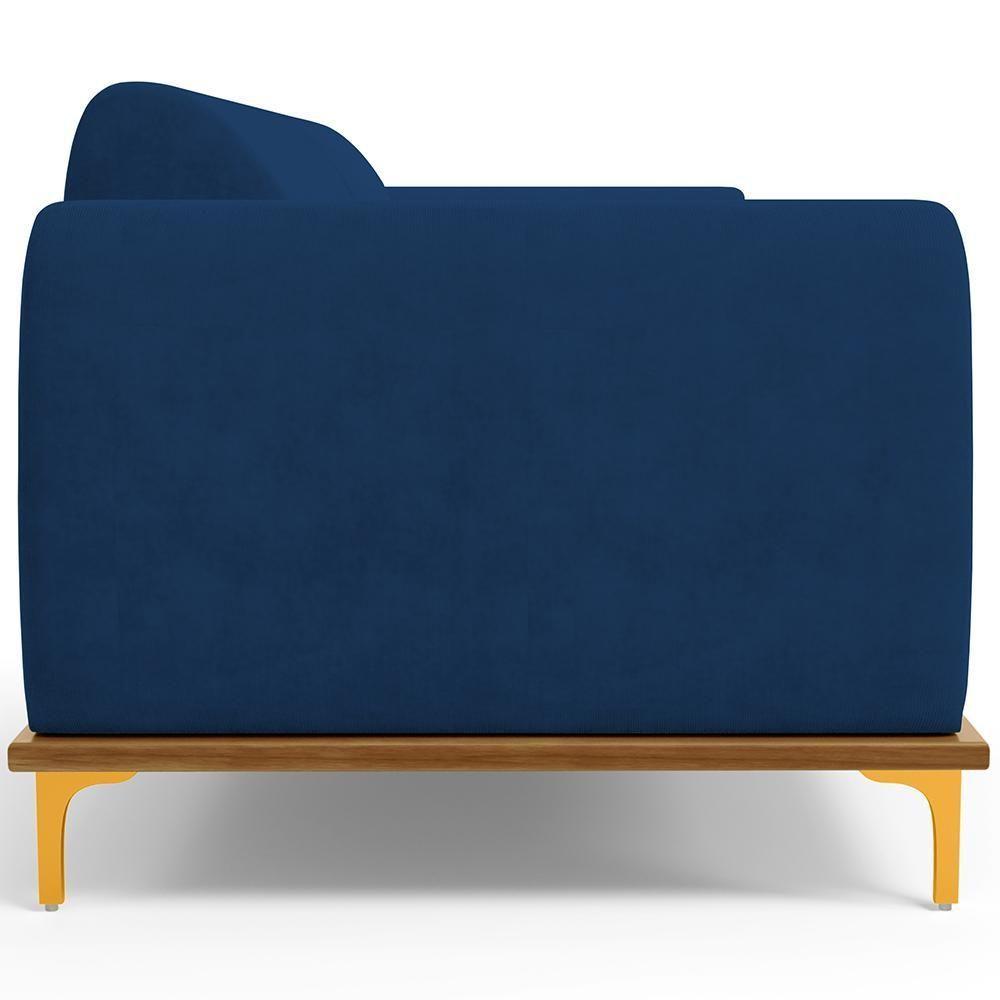 Sofá 03 Lugares Kiev 210 Cm Veludo Azul Marinho C-304 - 3