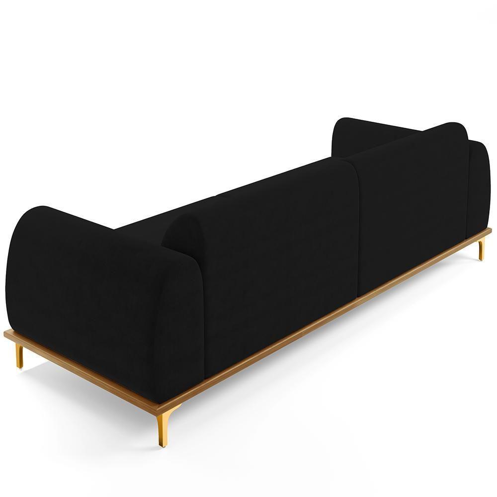 Sofá 03 Lugares Kiev 210 Cm Veludo Preto C-300 - 2