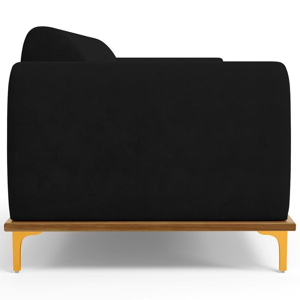 Sofá 03 Lugares Kiev 210 Cm Veludo Preto C-300 - 3