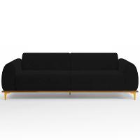 Sofá 03 Lugares Kiev 210 Cm Veludo Preto C-300 - 6