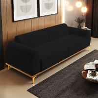 Sofá 03 Lugares Kiev 210 Cm Veludo Preto C-300 - 7