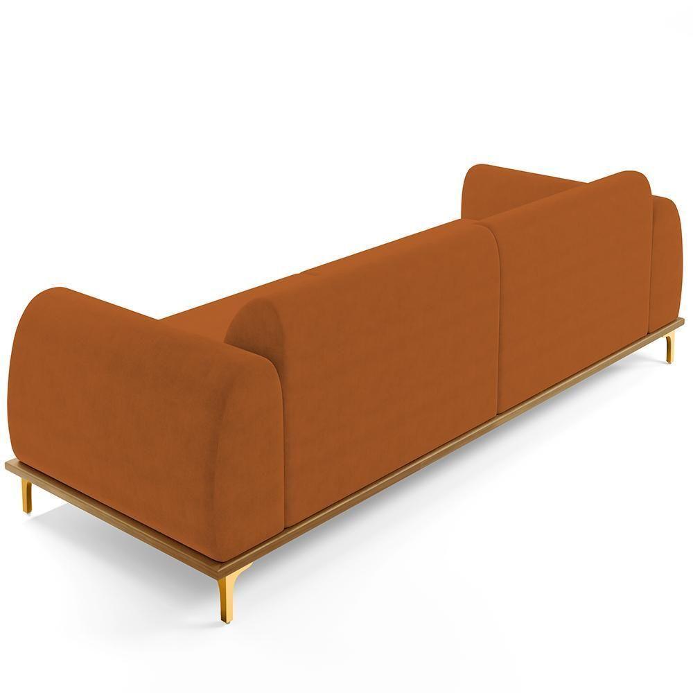 Sofá 03 Lugares Kiev 230 Cm Veludo Telha C-262 - 2