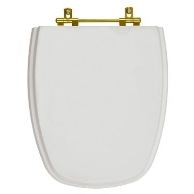 Assento Sanitário Monte Carlo Alongado MDF Fechamento Convencional Ferragem Dourada Cinza 40CM
