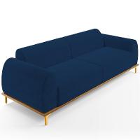 Sofá 03 Lugares Kiev 230 Cm Veludo Azul Marinho C-304 - 1