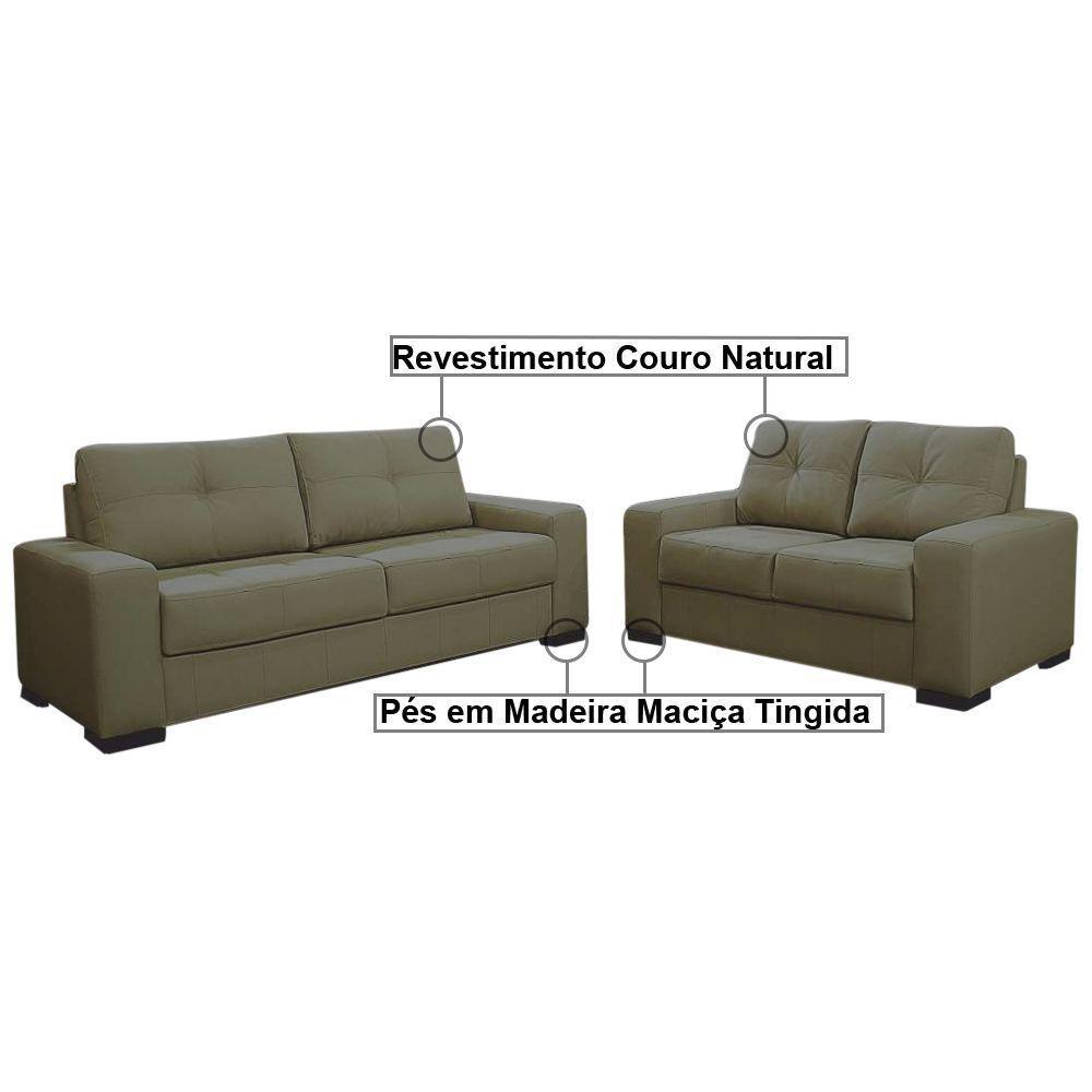 Sofá 2 E 3 Lugares Turim Couro Verde - 3