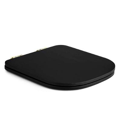 Assento Sanitário Poliester Soft Close Piano Alongado Resina Plástica Fechamento Suave Preto Fosco