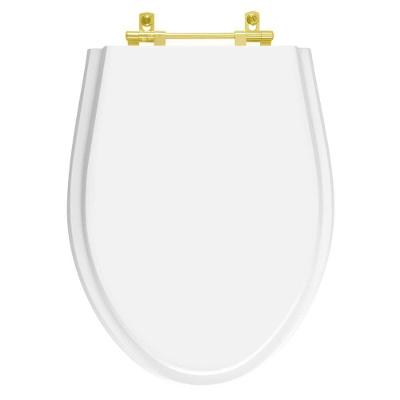 Assento Sanitário Absolute Alongado Resina Plástica Convencional Ferragem Dourada Branco Pontto