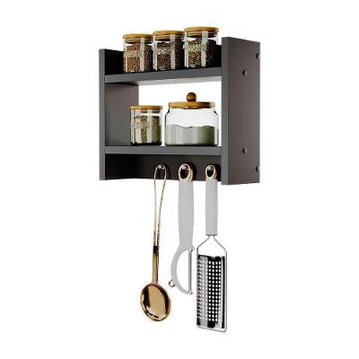 Porta Temperos com Suporte Pano Prato em MDP 15mm Organizador para Cozinha Preto Mercado