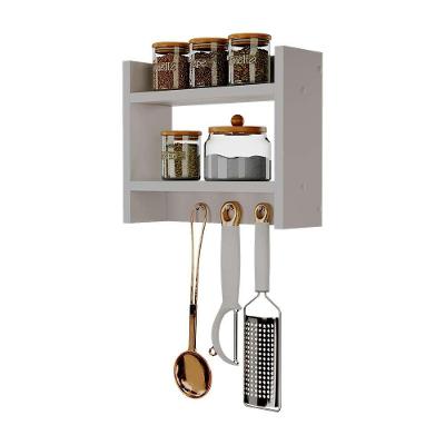 Porta Temperos para Cozinha com Suporte Pano Prato MDP 15mm 3 Ganchos Branco Mercado das Prateleiras