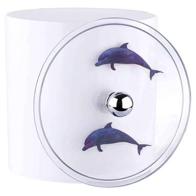 Lixeira Decorada Branca Golfinhos 6,2L Plástico Abertura Manual Tampa Decorativa Branco Pontto