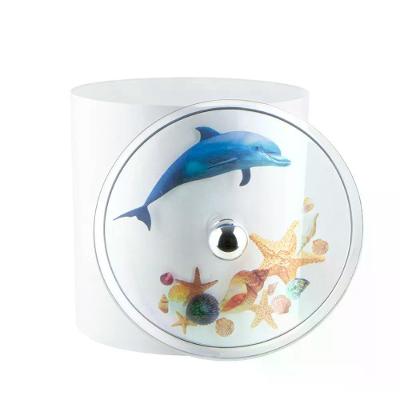 Lixeira Branca Decorada com Golfinho e Estrela do Mar 6,2L Plástico Branco Pontto Lavabo 20CM