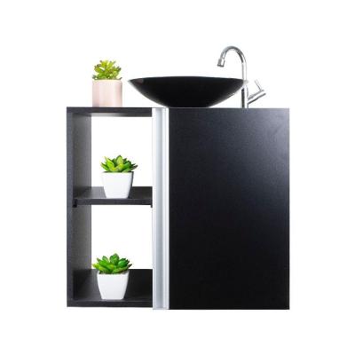 Gabinete para Banheiro Harpia com 1 Porta e 2 Prateleiras 55CM Preto Mercado das Prateleiras