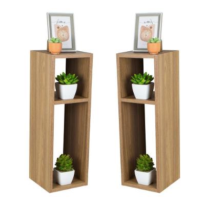Conjunto Mesa de Cabeceira Safira MDP Moderno Marrom Mercado das Prateleiras 20CM
