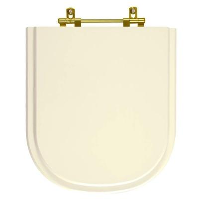 Assento Sanitário Vogue Plus Alongado Poliéster Convencional Ferragem Dourada Creme Pontto Lavabo