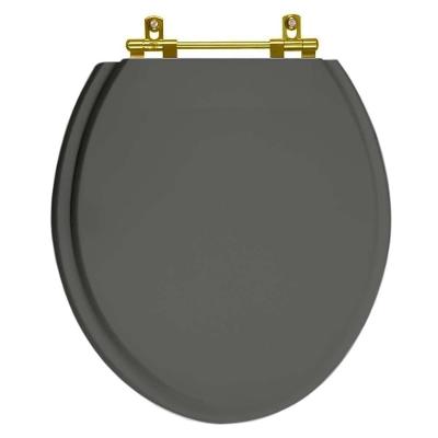 Assento Sanitário Universal Oval Resina Plástica Fechamento Convencional com Ferragem Dourada Cinza