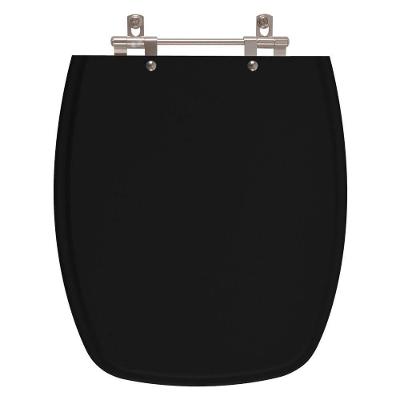 Assento Sanitário Primula Plus Alongado MDF Convencional Alumínio Anodizado Preto Pontto Lavabo 40CM