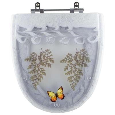 Assento Sanitário Eros Alongado Resina Plástica Parafusado Convencional Decorado Branco Pontto