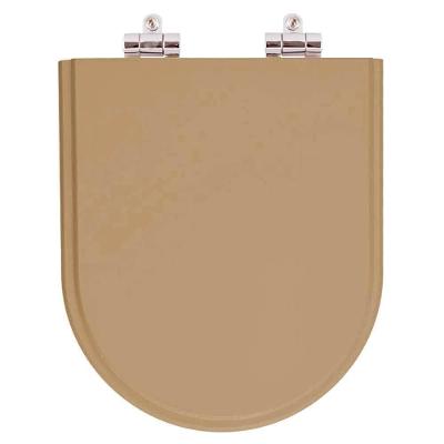 Assento Sanitário Carrara Bege Castor Alongado Resina Plástica Parafusado Fechamento Suave Bege 40CM