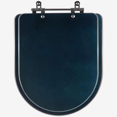 Assento Sanitário Carrara Alongado MDF Fechamento Convencional Alumínio Anodizado Azul Degrade 40CM