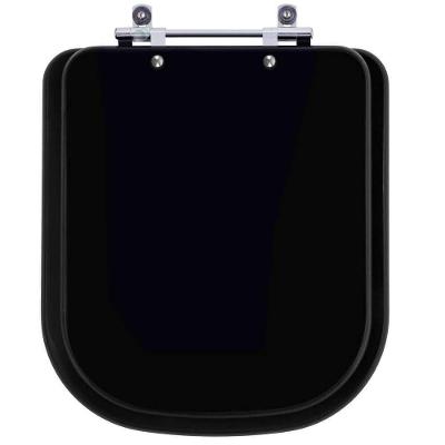 Assento Sanitário Debba Alongado MDF Alumínio Anodizado Preto Pontto Lavabo 40CM