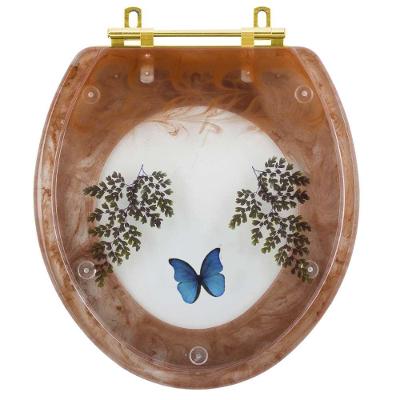 Assento Sanitário Oval Resina Plástica Fechamento Convencional Almofadado Caramelo com Borboleta