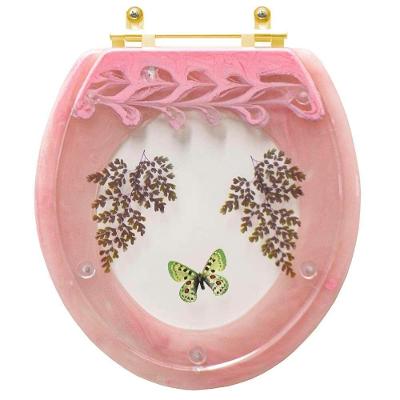 Assento Sanitário Rosa Quartzo Oval Resina Plástica Convencional Almofadado Verde Dourado Pontto